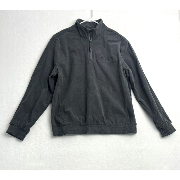 Fabletics Club Cord Pullover Jacket Mens Size Large Gray Corduroy 1/4 Zip - Picture 1 of 11
